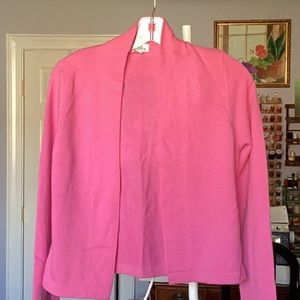 Lilly Pulitzer pink cashmere cardigan.